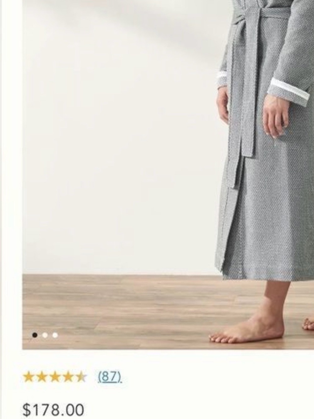 Coyuchi x Anthropologie Organic Cotton Gray Spa Robe Quiet Luxury Unisex SZ XS - Picture 4 of 7